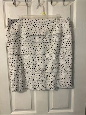 White House Black Market White and Black Polka Dot Tiered Mini Skirt